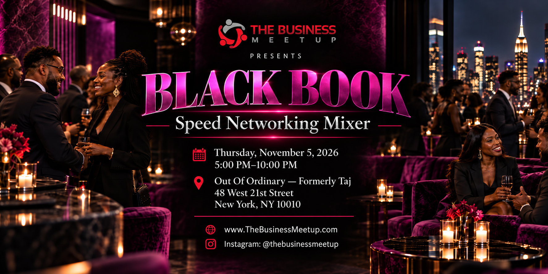 The Black Book NYC Business Speed Networking Mixer flyer — Thursday, November 5, 2026, New York City